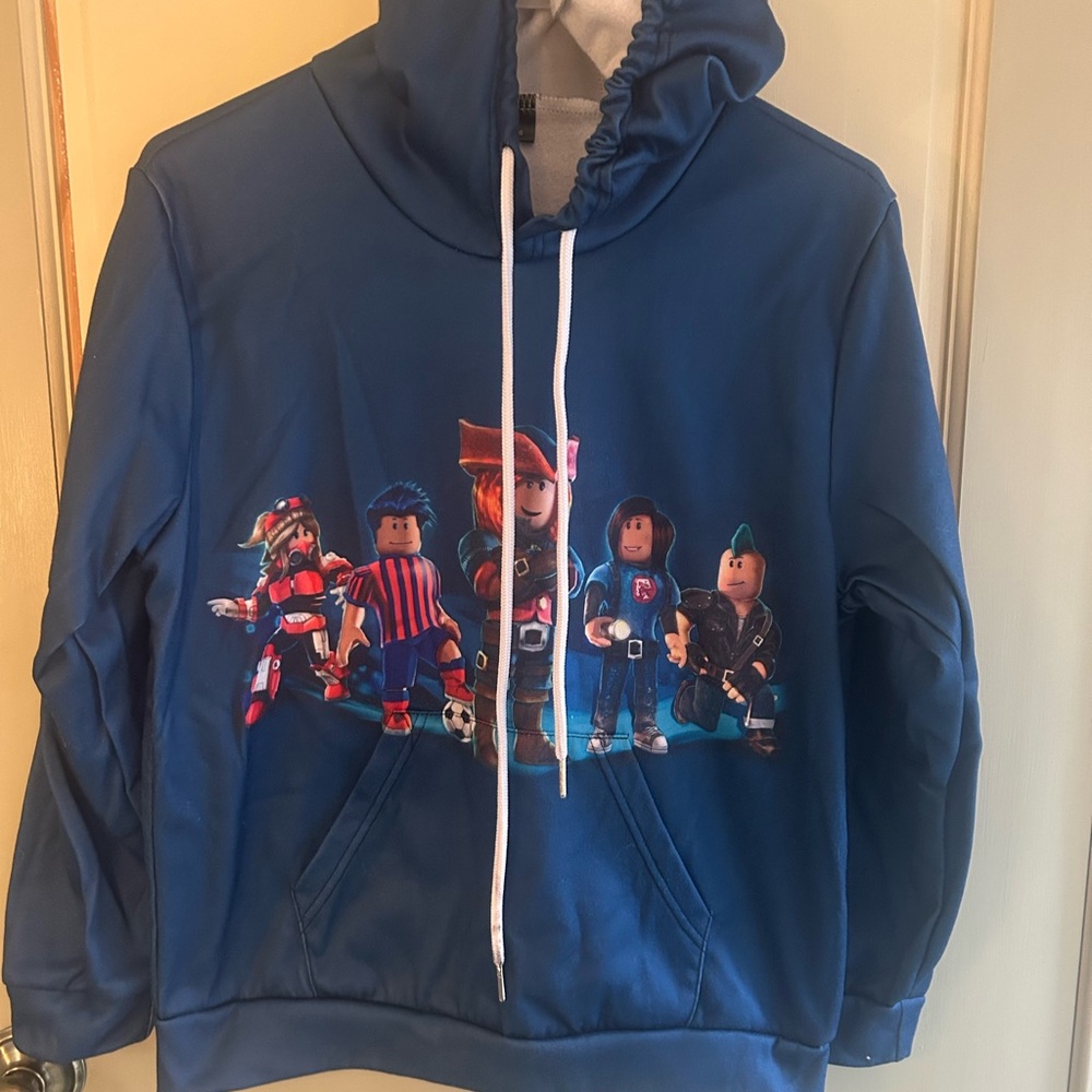 Roblox Blue Kids Hoodie with Character Print
